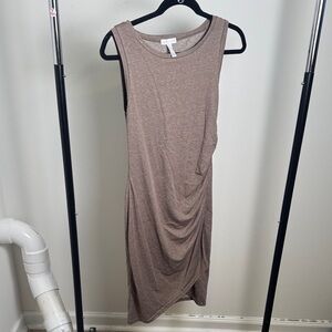 Leith Taupe Tan Tank Sleeveless Ruched Dress Size Small